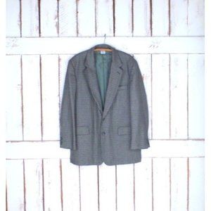 Mens Claiborne tan and green wool tweed  hounds tooth sport coat blazer